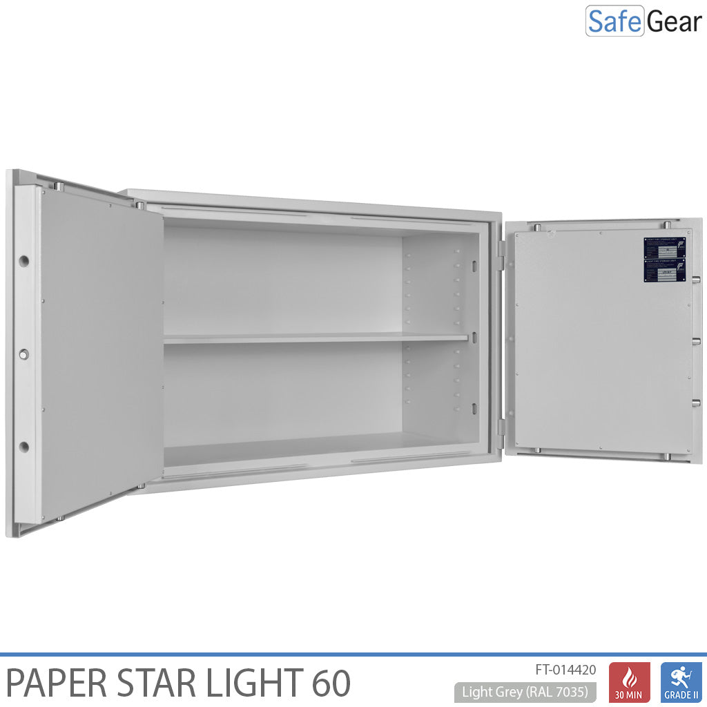 Caixa forta per a documents Paper Star Light 60 - 28 classificadors - Prova de robatori S2 / Prova de foc de 30m