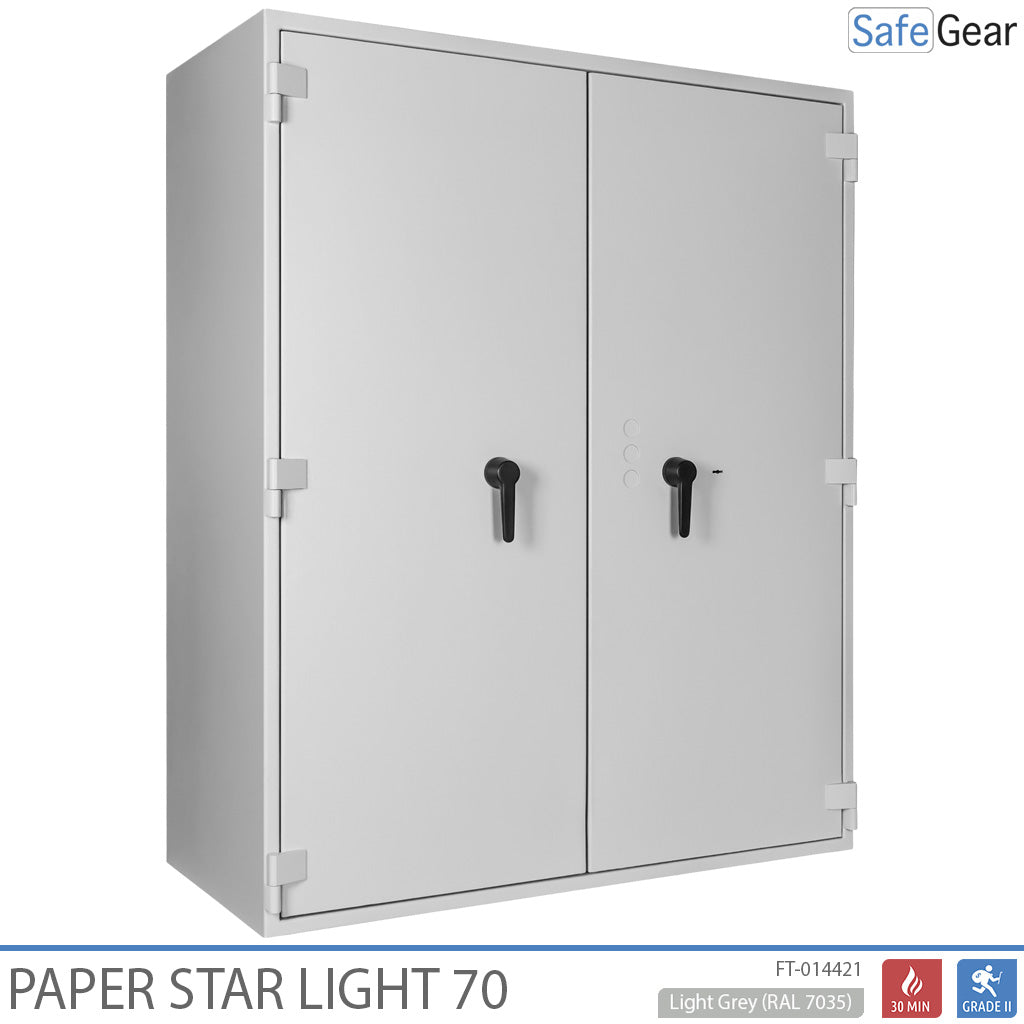 Caixa forta per a documents Paper Star Light 70 - 56 classificadors - Prova de robatori S2 / Prova de foc de 30m