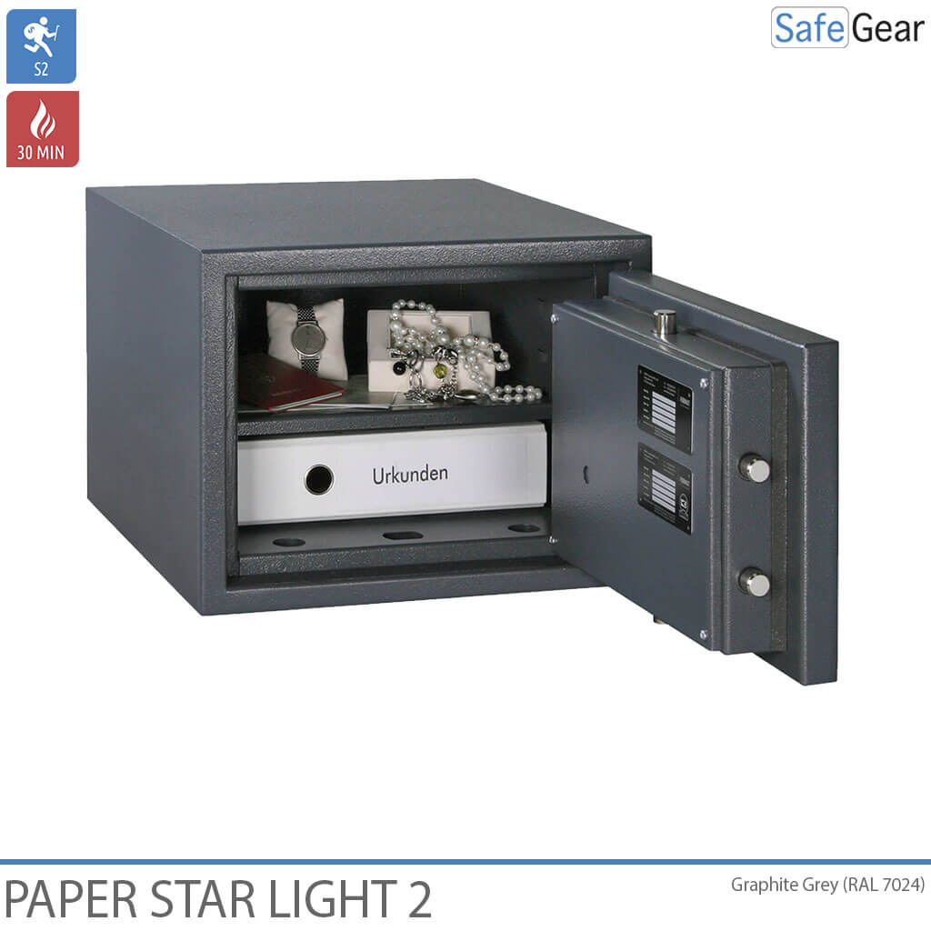 Paper Star Light 2 Caixa forta ignífuga - 2 Arxivadors - Prova de robatori Grau S2 / Prova de foc 30 min