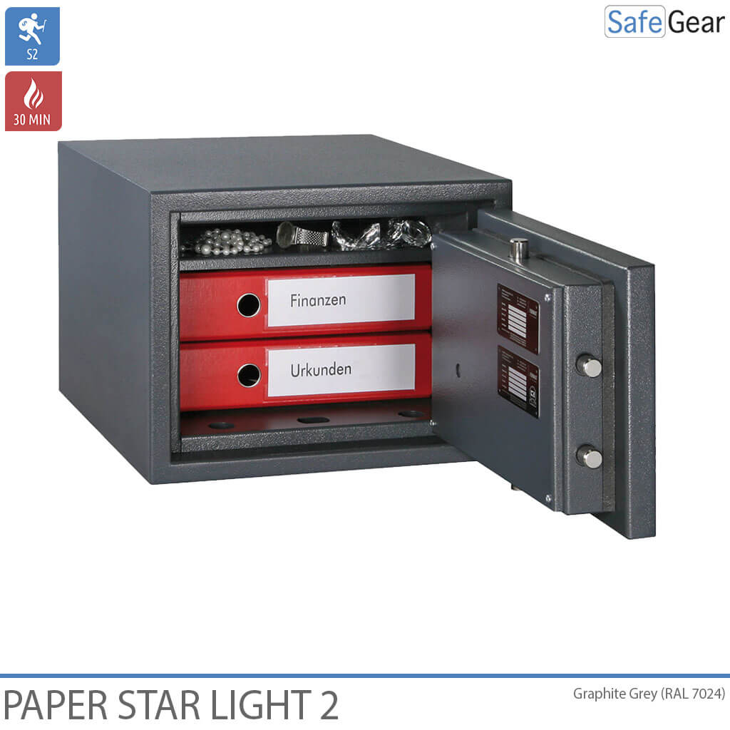 Paper Star Light 2 Caixa forta ignífuga - 2 Arxivadors - Prova de robatori Grau S2 / Prova de foc 30 min