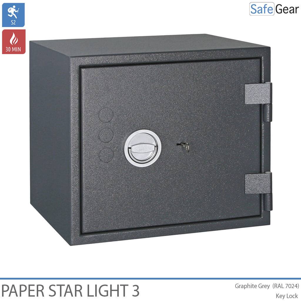 Caixa forta ignífuga Paper Star Light 3 - 5 classificadors - Prova de robatori de grau S2 / Prova de foc de 30 min