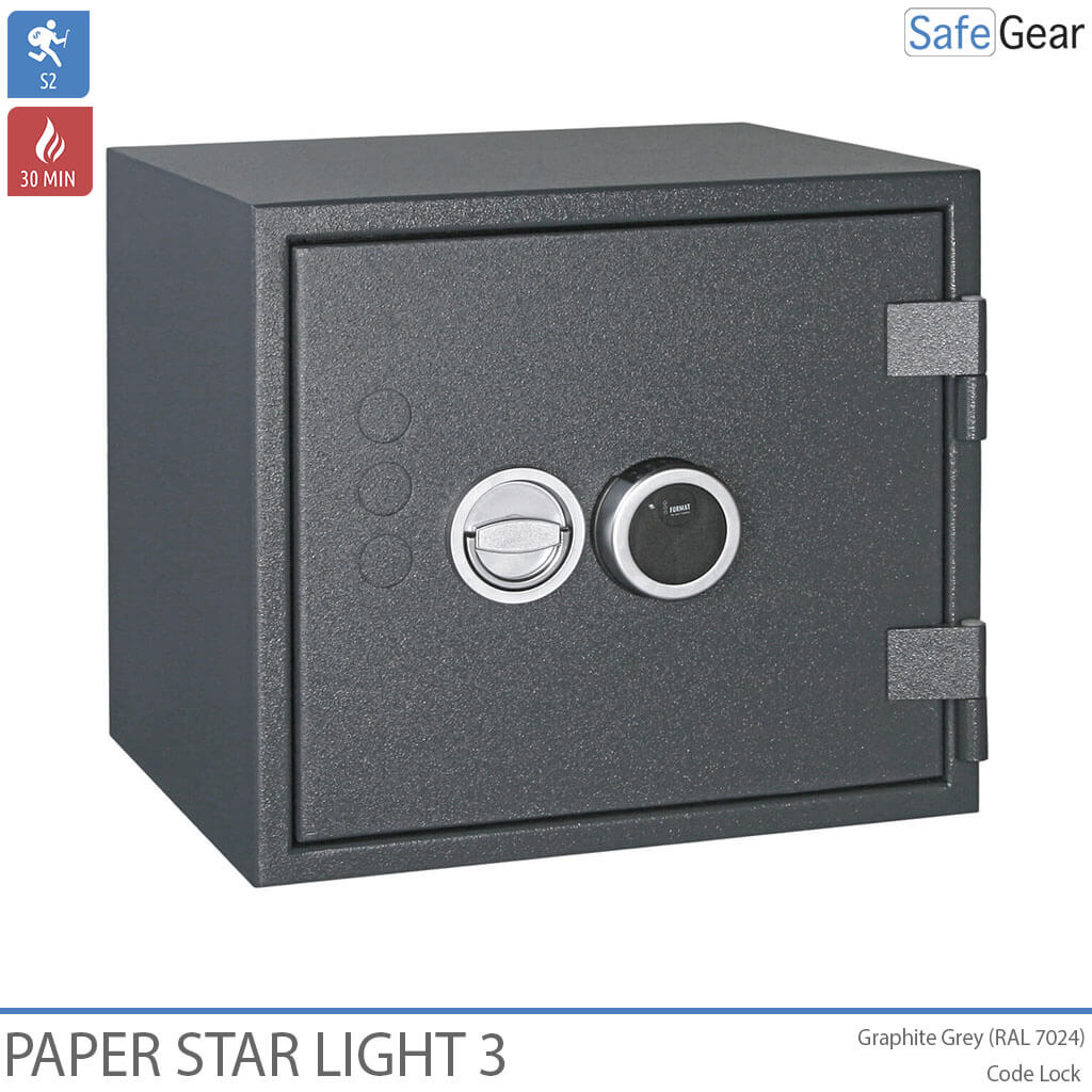Caixa forta ignífuga Paper Star Light 3 - 5 classificadors - Prova de robatori de grau S2 / Prova de foc de 30 min