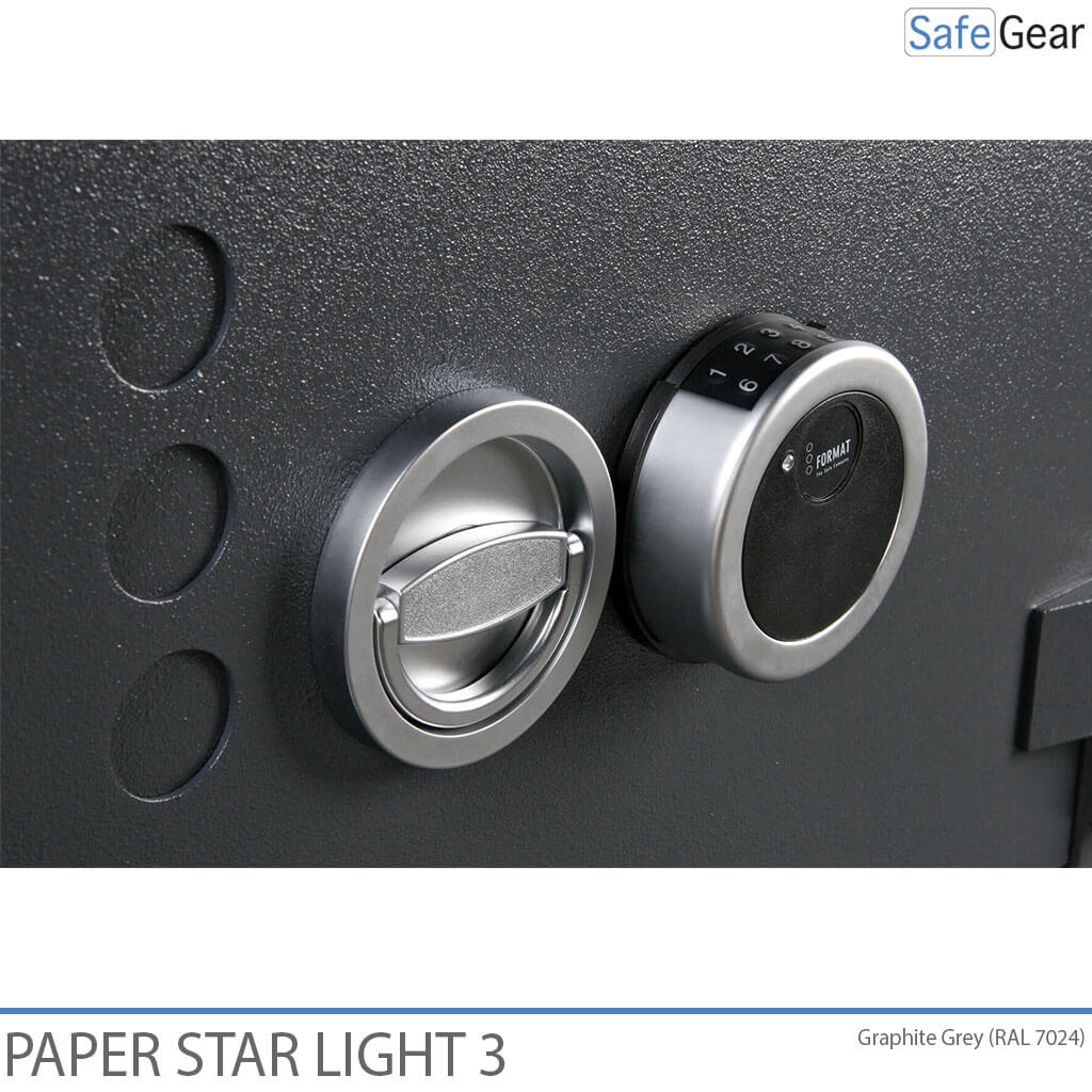 Caixa forta ignífuga Paper Star Light 3 - 5 classificadors - Prova de robatori de grau S2 / Prova de foc de 30 min