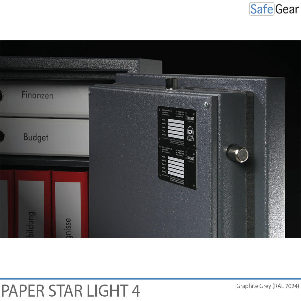 Caixa forta ignífuga Paper Star Light 4 - 7 classificadors - Prova de robatori de grau S2 / Prova de foc de 30 min