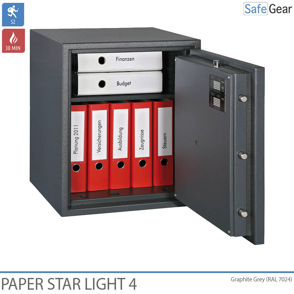 Caixa forta ignífuga Paper Star Light 4 - 7 classificadors - Prova de robatori de grau S2 / Prova de foc de 30 min