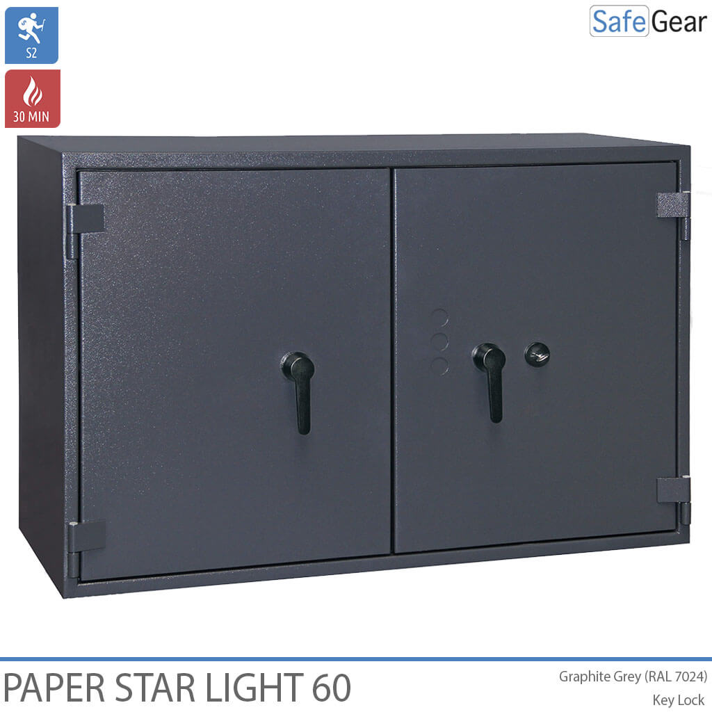 Paper Star Light 60 Dokumententresor – 28 Aktenordner – Einbruchschutz S2 / Feuerprüfung 30m