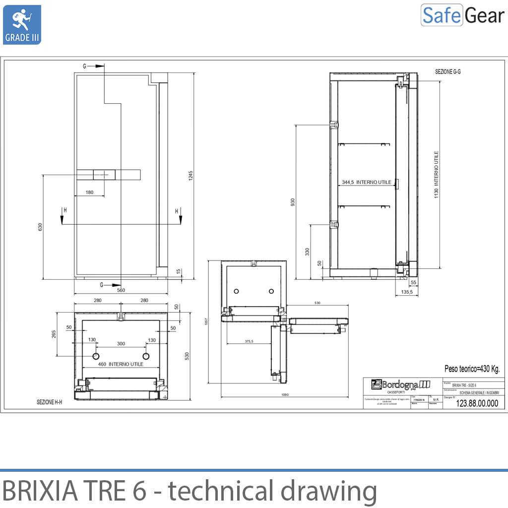Caixa forta Brixia Tre 6 (180 L) - Grau III de resistència a l'efracció - Pany Electrònic