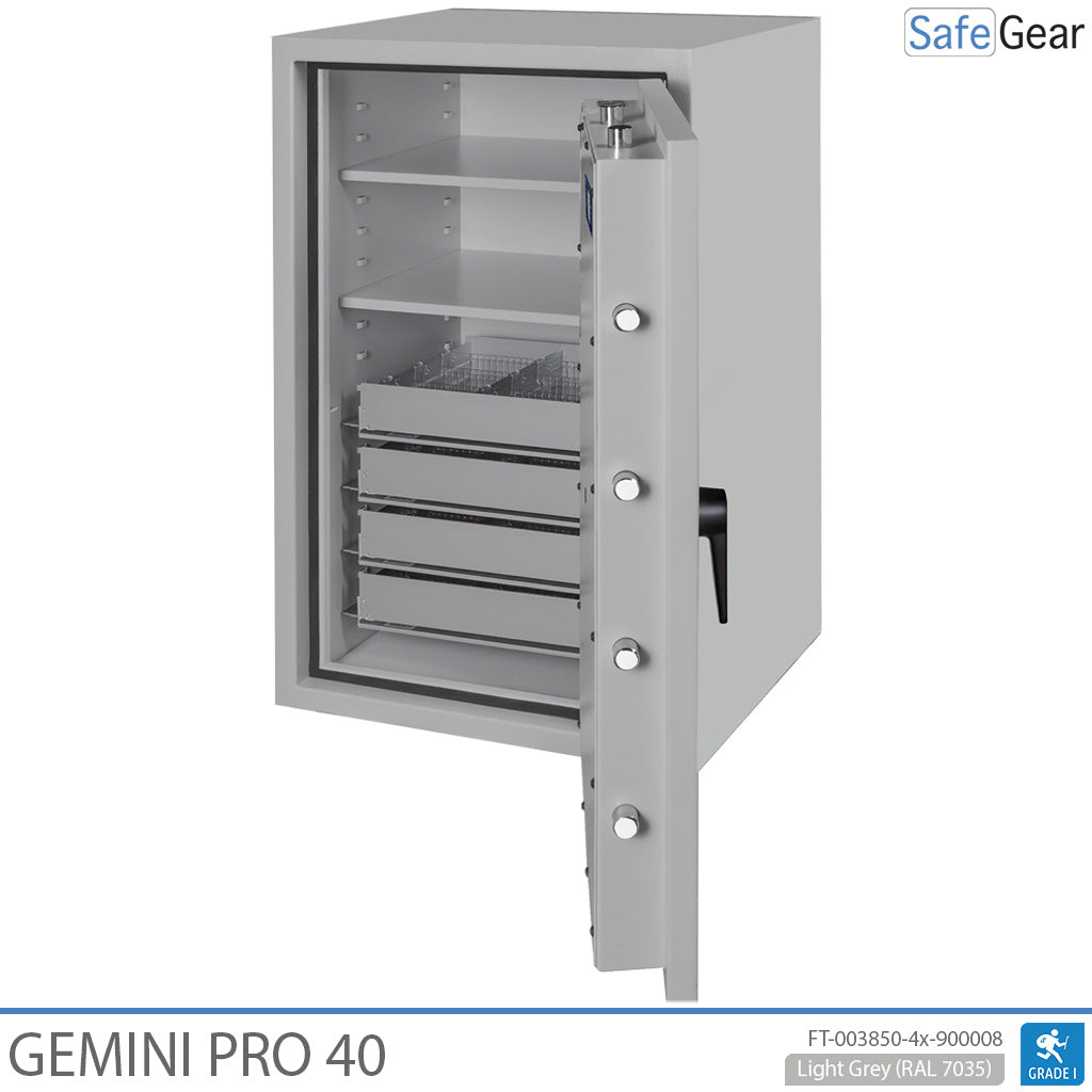 Caixa forta de farmàcia Gemini Pro 40 (180 litres) - 4 calaixos - 2 prestatges - Prova d’efracció Grau I - Pany amb clau